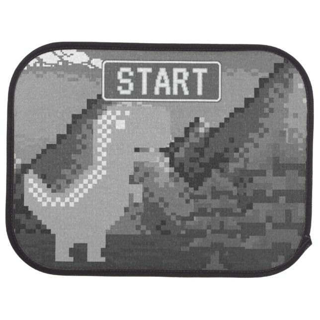Funny Pixel Gamer Pixelated- Dinosaur Illustration Car Floor Mat (Rear)