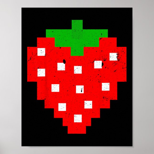 Funny Pixel Strawberry 80s Video Game Costume  Poster (Front)