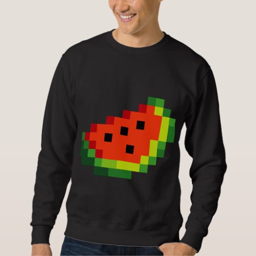 Funny Pixel Watermelon _ Retro 8 _ Bit Arcade Game Sweatshirt