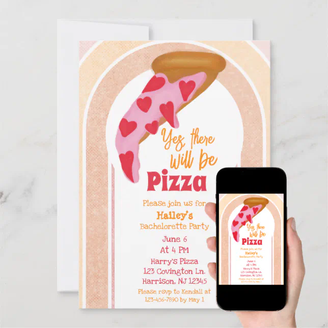 Funny Pizza Bachelorette Party Invitation | Zazzle