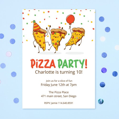 Funny Pizza Birthday Party Invitation