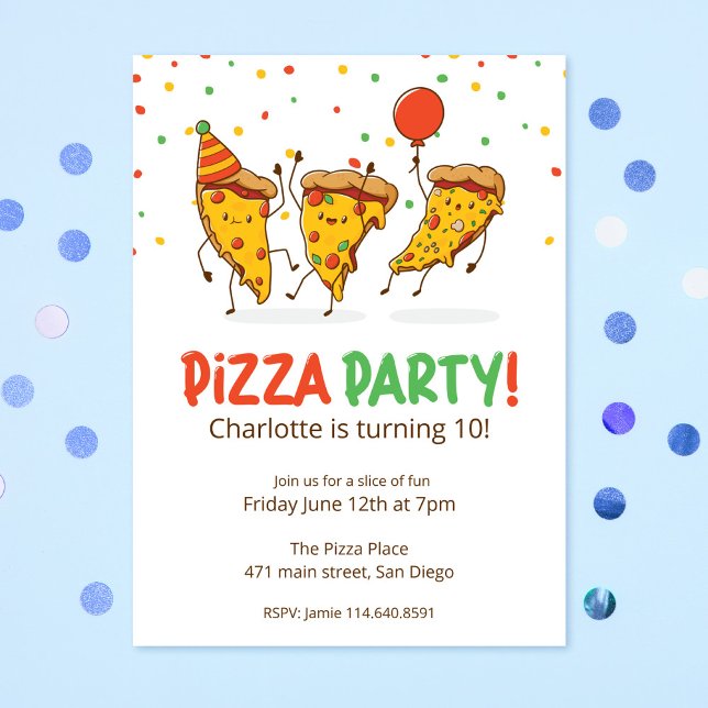 Funny Pizza Birthday Party Invitation (Creator Uploaded)