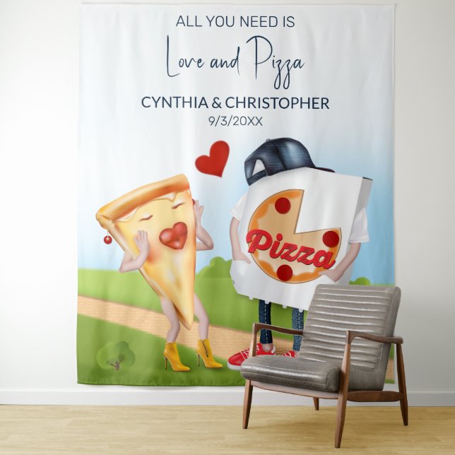 Funny Pizza Bridal Shower Backdrop (In Situ)