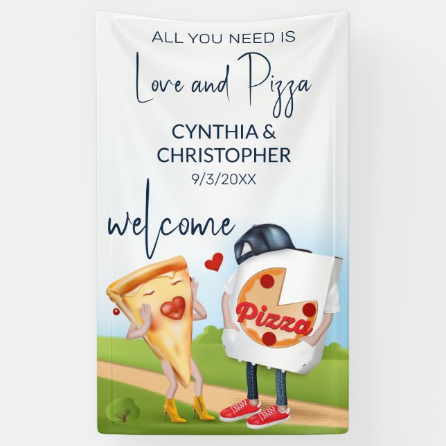 Funny Pizza Bridal Shower Banner (Vertical)