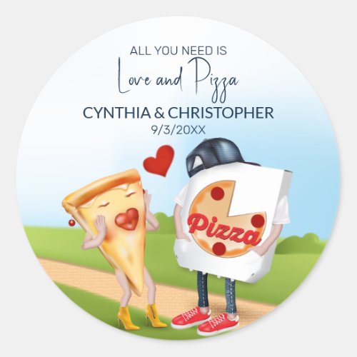 Funny Pizza Bridal Shower Classic Round Sticker