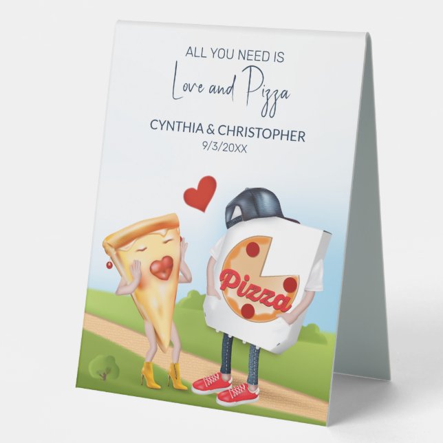 Funny Pizza Bridal Shower Table Tent (Front)