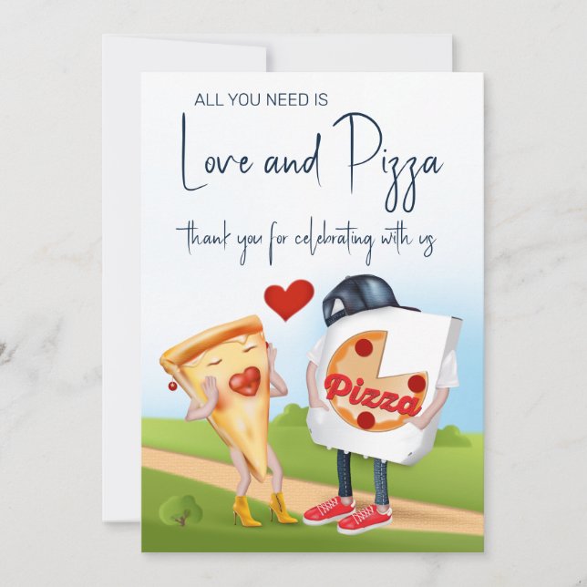 Funny Pizza Bridal Shower Thank You Card (Front)