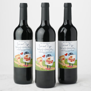 Funny Pizza Bridal Shower Wine Label