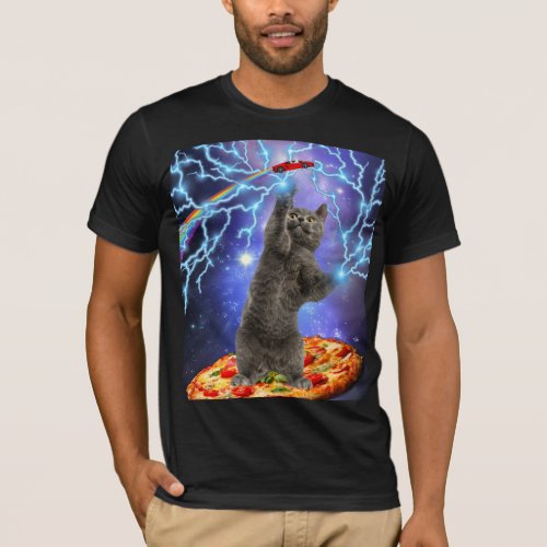 Funny Pizza Cat Rainbow Space T_Shirt