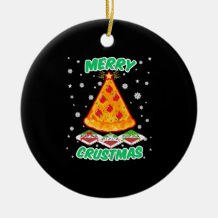 Funny Pizza Christmas Ceramic Ornament