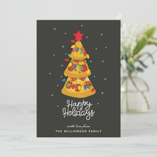 Funny Pizza Christmas Happy Holidays card