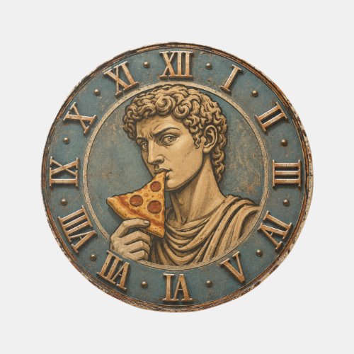 Funny Pizza David Renaissance Art Parody Kitchen Outdoor Rug
