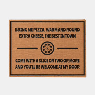 Funny Pizza Delivery Humor Rustic Minimalist Doormat