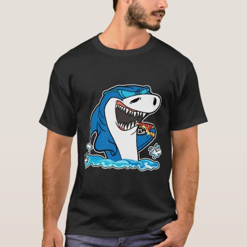 Funny Pizza Eating Shark design Cool Shark Lover T_Shirt