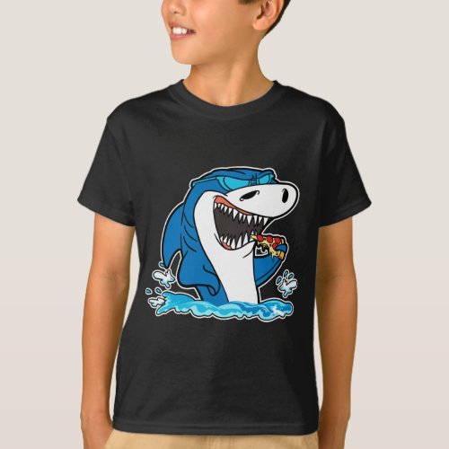 Funny Pizza Eating Shark design Cool Shark Lover T_Shirt