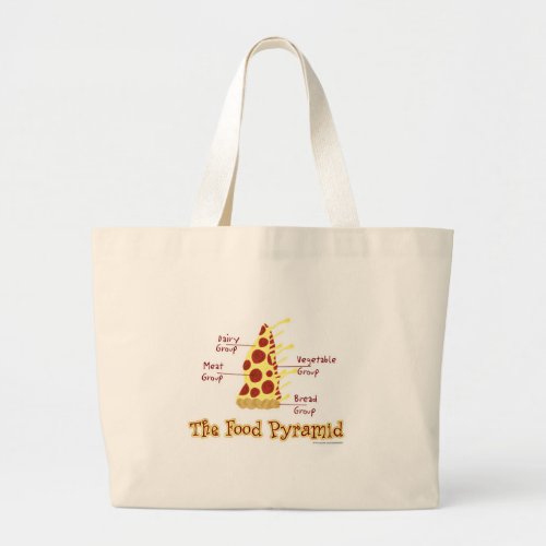 Funny Pizza Food Pyramid Large Tote Bag