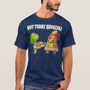 Funny Pizza Kawaii Karate Fighting Broccoli Funny T-Shirt