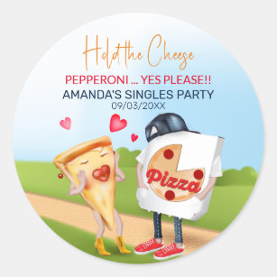 Funny Pizza Love Classic Round Sticker