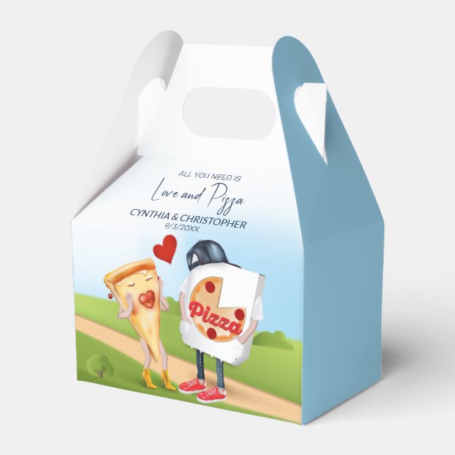 Funny Pizza Love Favor Boxes (Front Side)