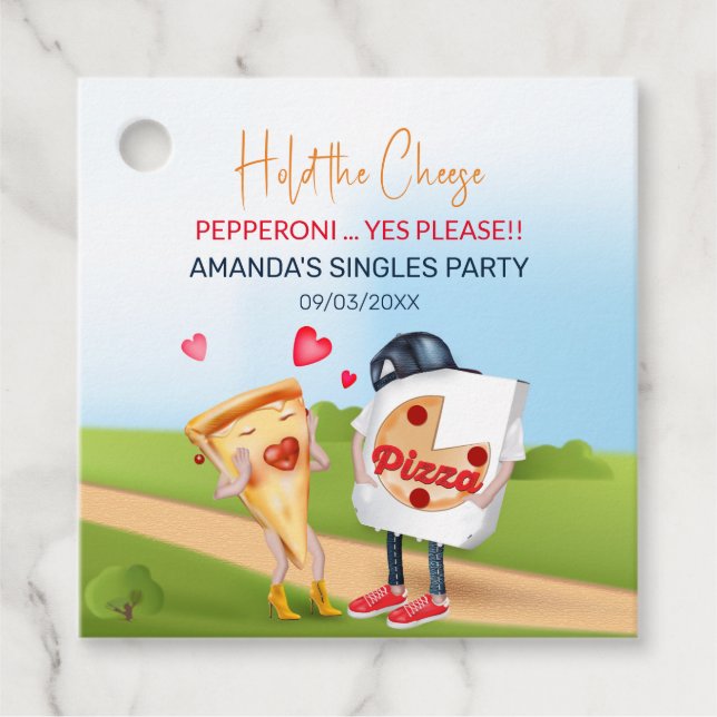 Funny Pizza Love Favor Tags (Front)