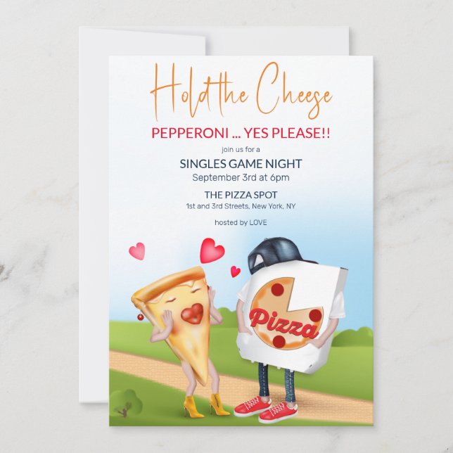 Funny Pizza Love Invitation (Front)