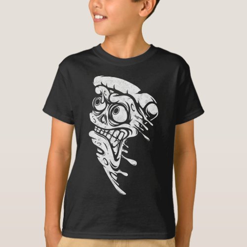 Funny Pizza Lover Halloween Costume Skull Pizza T_Shirt