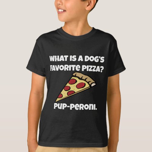 Funny Pizza Lover Pun What Is A Dog s Favorite Piz T_Shirt