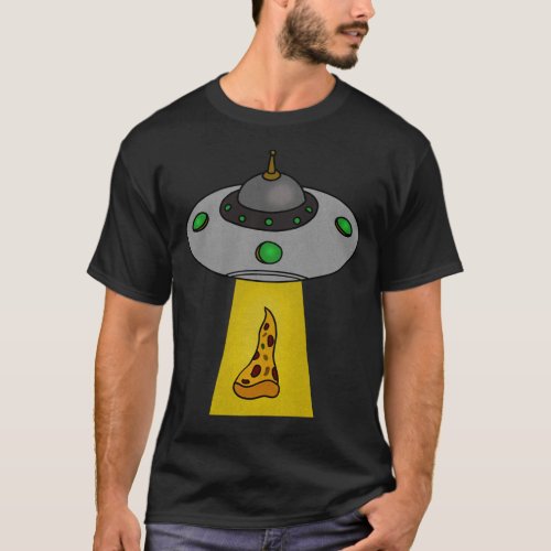 Funny Pizza Lover UFO Beaming T_Shirt