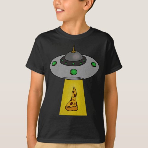 Funny Pizza Lover UFO Beaming T_Shirt