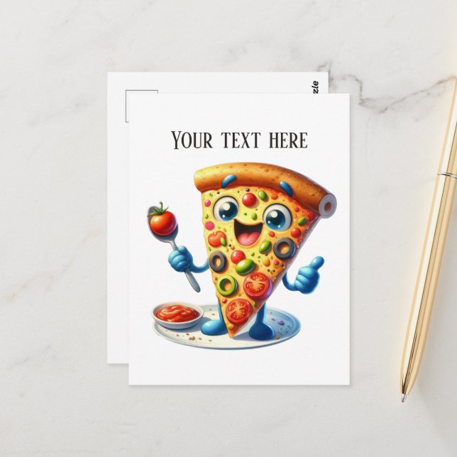 Funny pizza lovers add text  postcard (Front/Back In Situ)