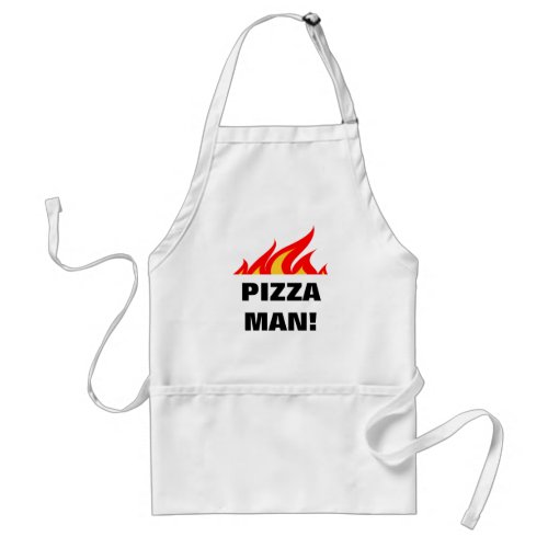 Funny Pizza Man apron with fire flames