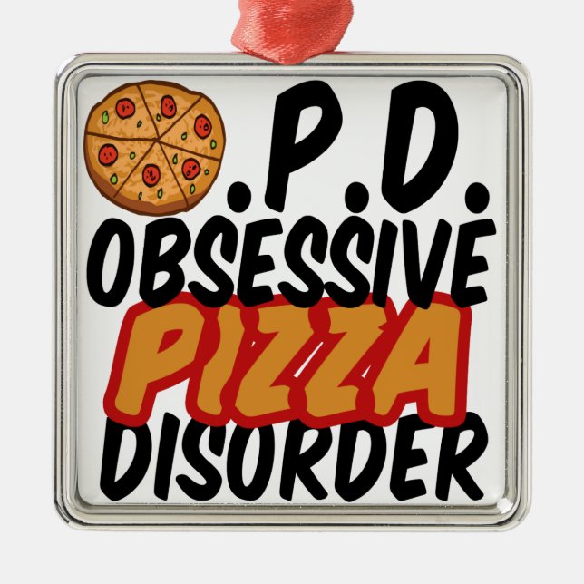 Funny Pizza Metal Ornament (Front)
