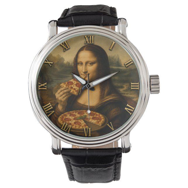 Funny Pizza Mona Lisa Watch (Front)