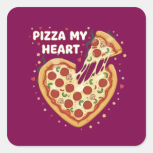 Funny Pizza My Heart Pun   Cute Valentine's Foodie Square Sticker