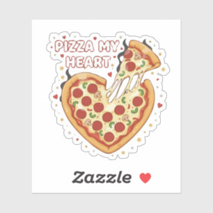 Funny Pizza My Heart Pun   Cute Valentine's Foodie Sticker