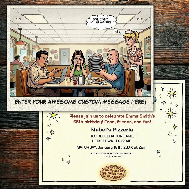 Funny Pizza Parlor Group Celebration Invitation (Creator Uploaded)