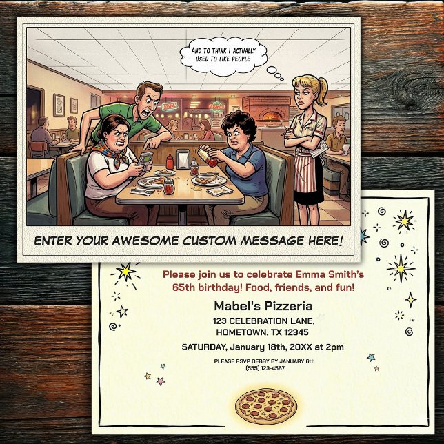 Funny Pizza Parlor Group Celebration Invitation (Creator Uploaded)