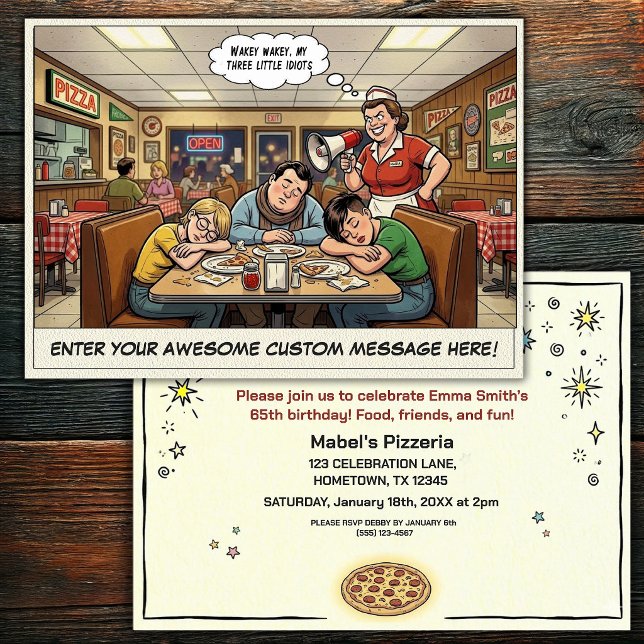 Funny Pizza Parlor Group Celebration Invitation (Creator Uploaded)