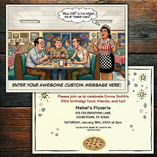 Funny Pizza Parlor Group Celebration Invitation