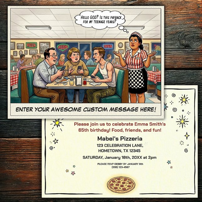 Funny Pizza Parlor Group Celebration Invitation (Creator Uploaded)