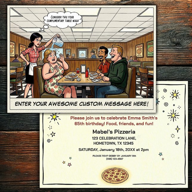Funny Pizza Parlor Group Celebration Invitation (Creator Uploaded)