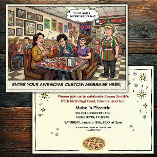 Funny Pizza Parlor Group Celebration Invitation