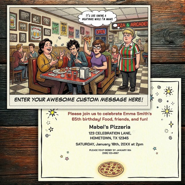 Funny Pizza Parlor Group Celebration Invitation (Creator Uploaded)