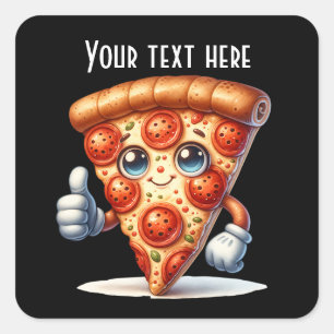 Funny pizza party add message square sticker
