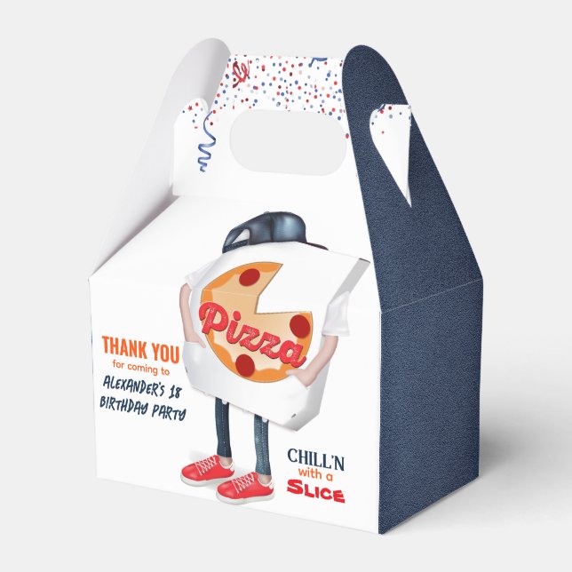 Funny Pizza Party Favor Boxes (Front Side)