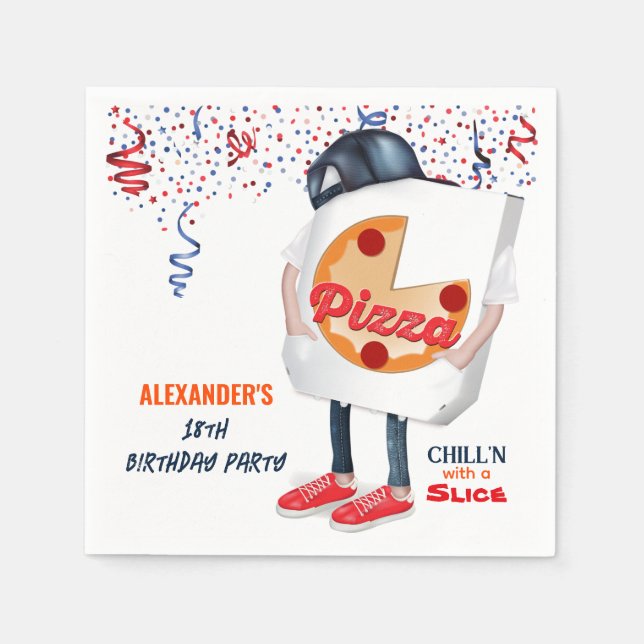 Funny Pizza Party Napkins (Front)
