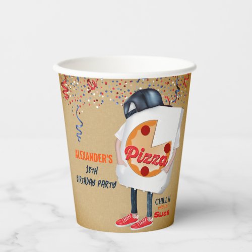 Funny Pizza Party Paper Cups