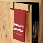 Funny Pizza Pasta Amore Name Red White Cooking Kitchen Towel<br><div class="desc">Funny Pizza Pasta E Amore Name Red White Cooking kitchen towel. All colors can be changed!</div>