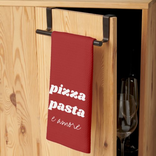 Funny Pizza Pasta Amore Name Red White Cooking Kitchen Towel