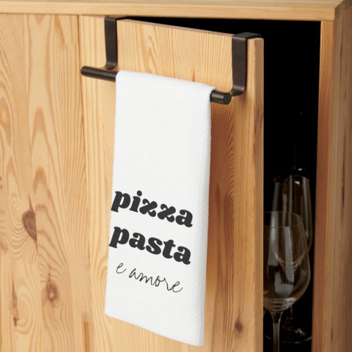 Funny Pizza Pasta Amore Name White Black Cooking Kitchen Towel